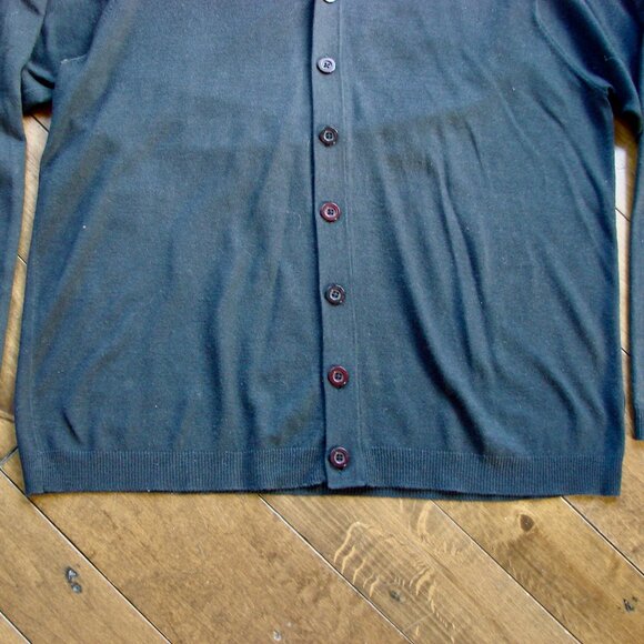 Wool Blend Dark Gray Black Cardigan Sweater Button Front Izod Size Large - Picture 4 of 14